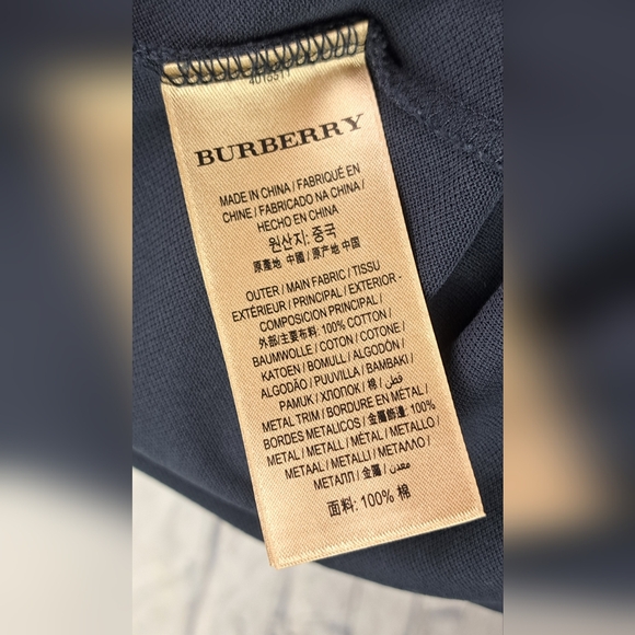 Burberry Men's Polo Shirt Navy Fine Mesh Gold Metal Equestrian Knight XS - Picture 13 of 16